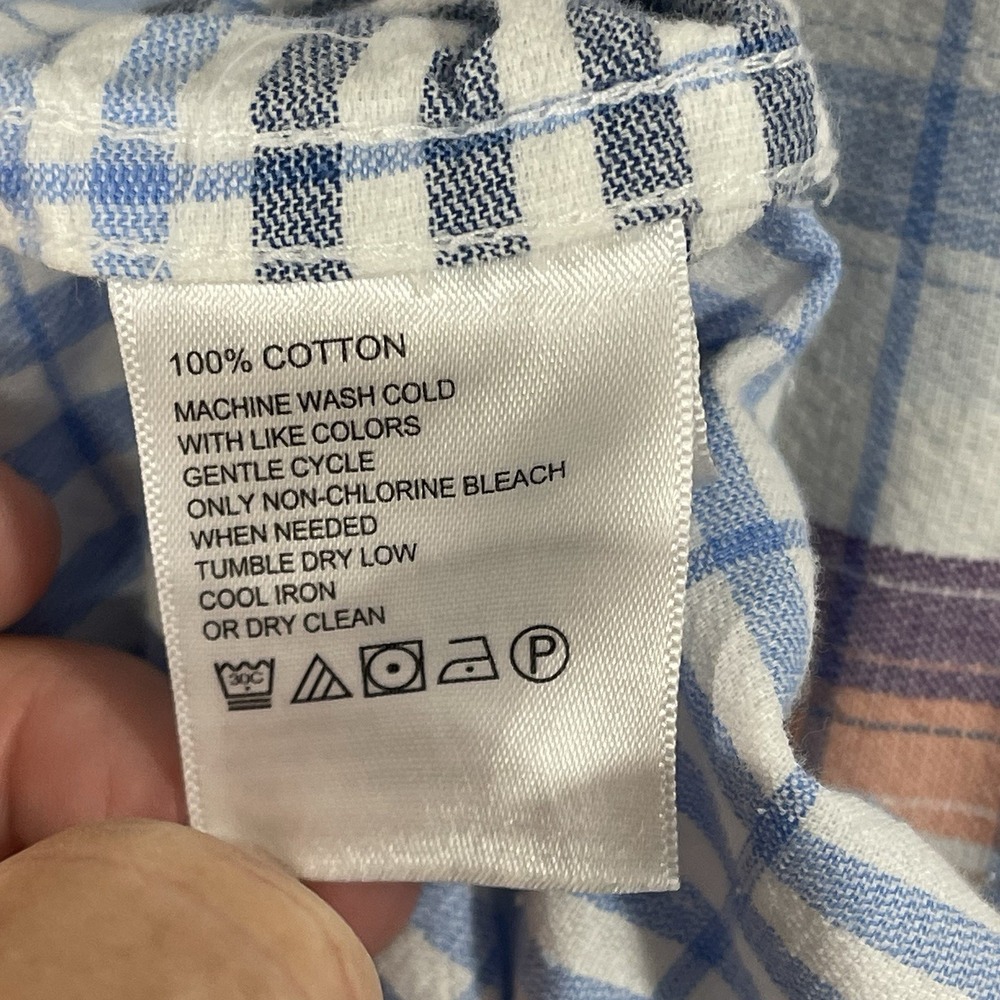 Tommy Bahama Shirt‎ Men's Medium Long Sleeve Coastline Cord Corduroy Plaid Blue - Picture 13 of 13